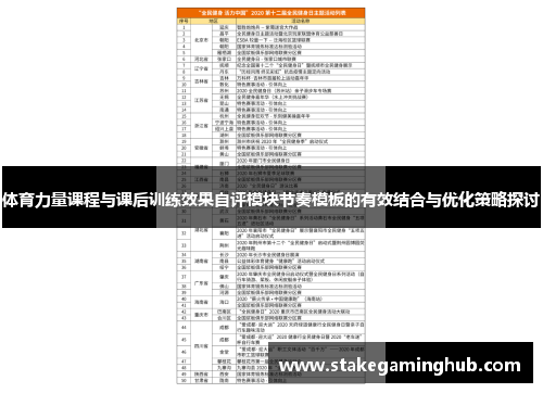 体育力量课程与课后训练效果自评模块节奏模板的有效结合与优化策略探讨